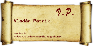 Vladár Patrik névjegykártya
