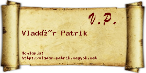 Vladár Patrik névjegykártya